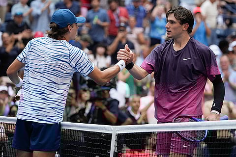 US Open tennis 2024: Jack Draper, right, shakes hands with Alex de Minaur